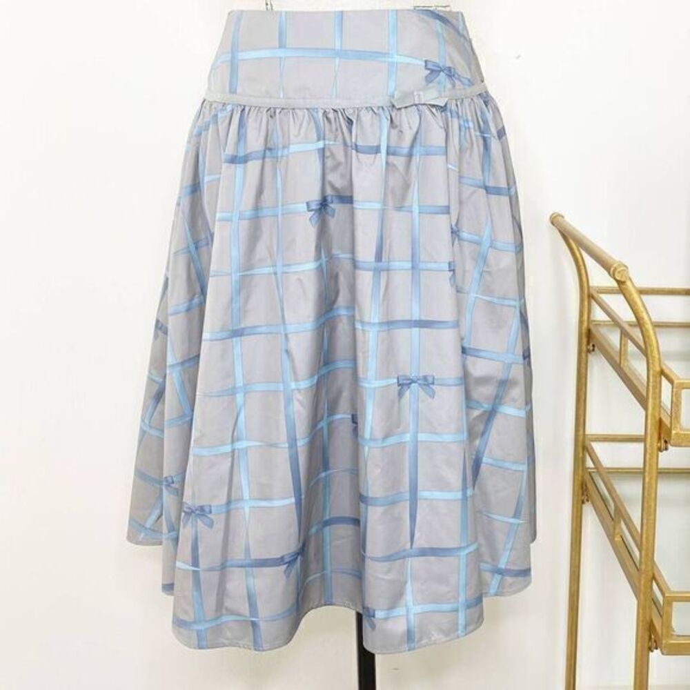 Issac Mizrahi Wrapped Bow A-line blue Silver Skirt